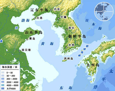 韩朝所称的朝鲜半岛“西海”即中国所称的黄海，“东海”即日本海