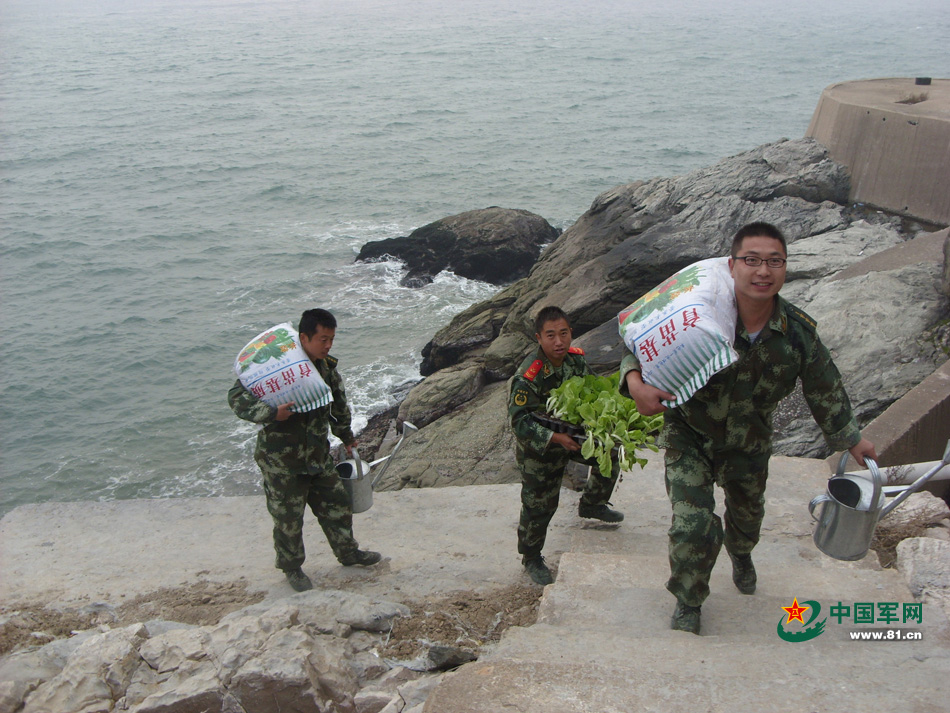 守岛官兵喜圆鲜蔬梦